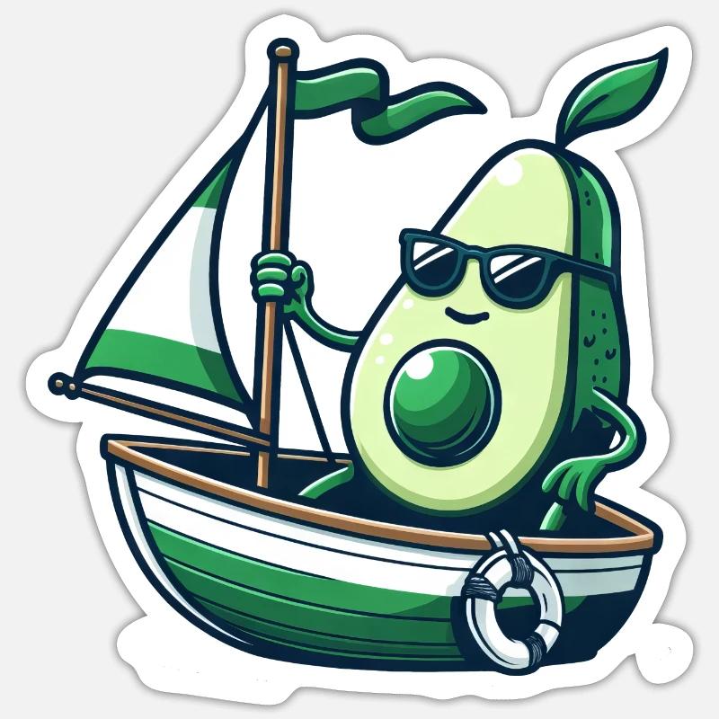 Cool summer sailing dinghy with avocado Sticker size S (10 x 10 cm)