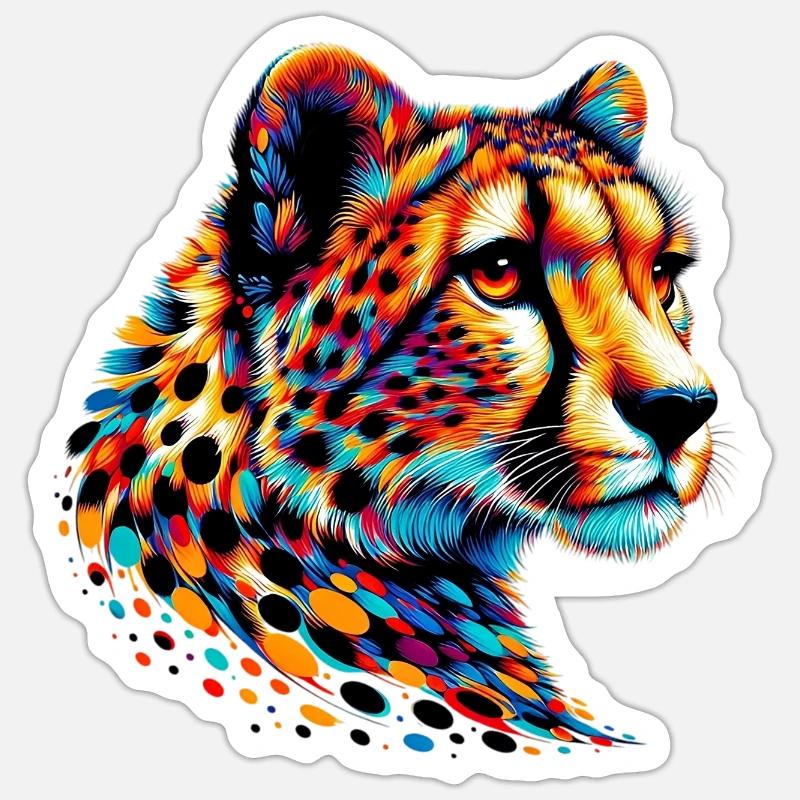 Guépard - Sticker taille S (10 x 10 cm) - blanc mat