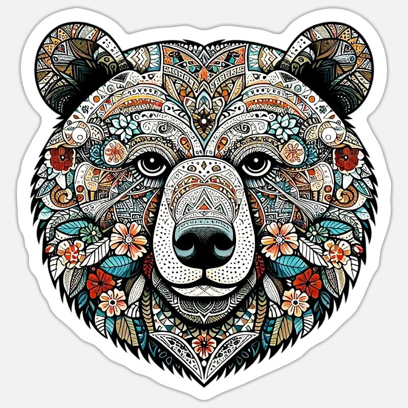 Ours - Sticker taille S (10 x 10 cm) - blanc mat