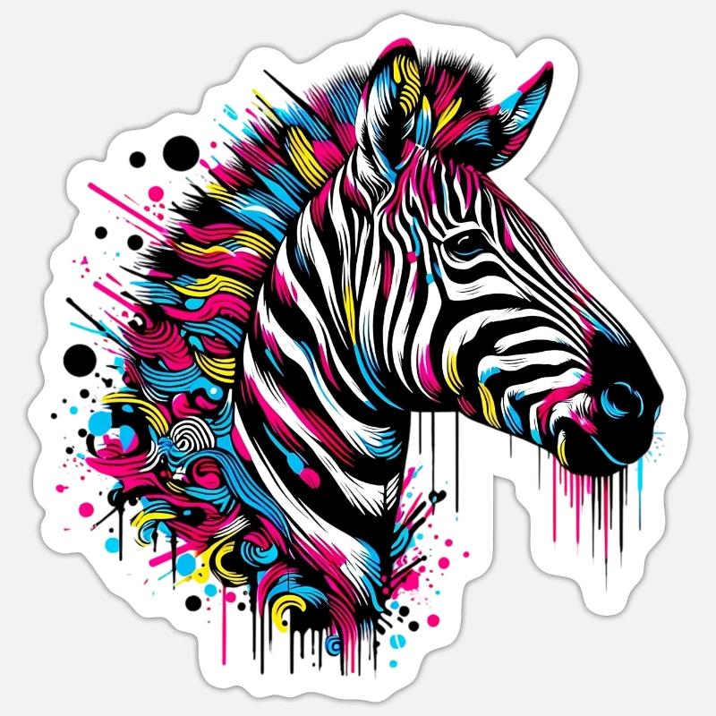 Zèbre - Sticker taille S (10 x 10 cm) - blanc mat
