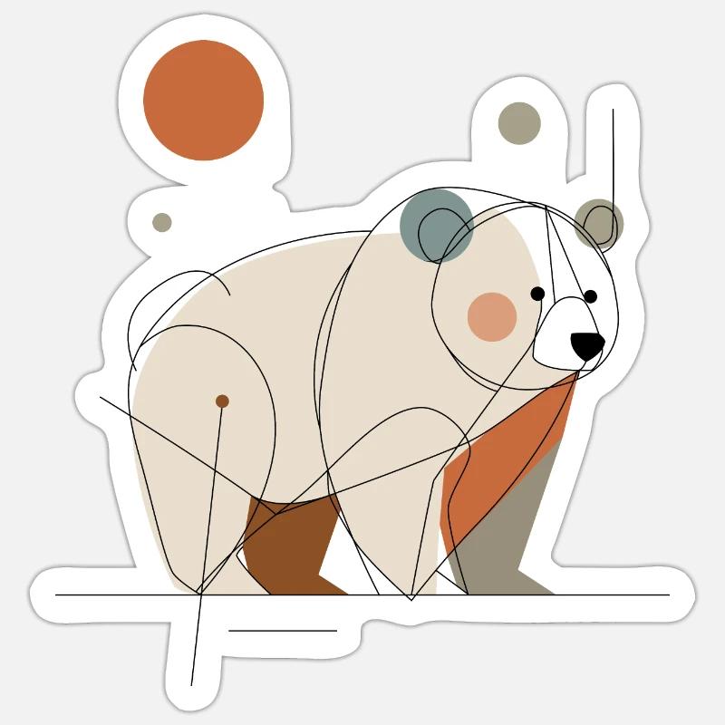 Geometric Bear - Sticker size S (10 x 10 cm) - white matte