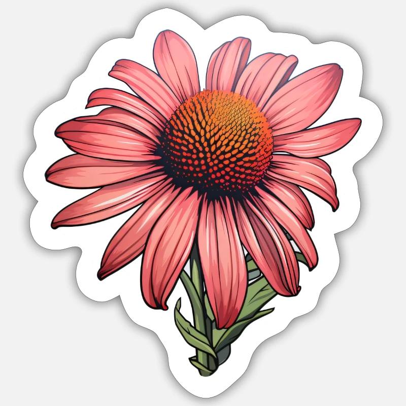 Echinacea flower - Sticker size S (10 x 10 cm) - white matte