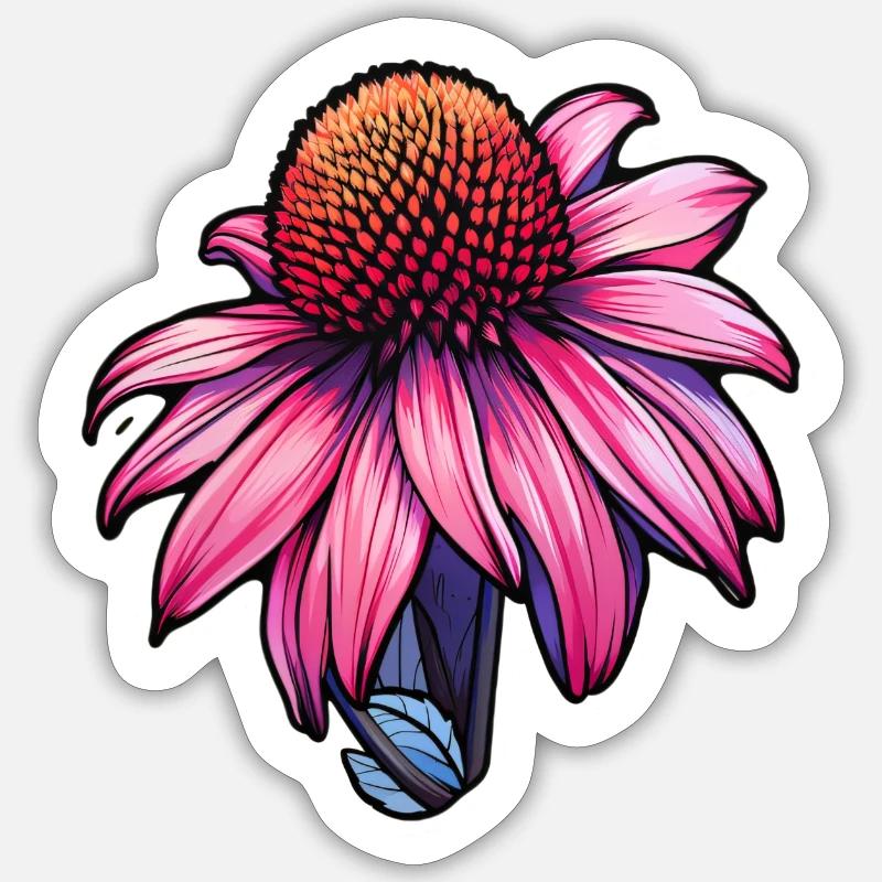 Echinaceablüte - Sticker Größe S (10 x 10 cm) - Mattweiß