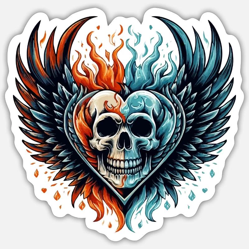 Heart Skull - Sticker size S (10 x 10 cm) - white matte