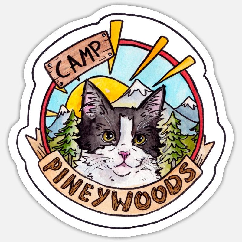 Campingplatz Pineywoods - Sticker Größe S (10 x 10 cm) - Mattweiß