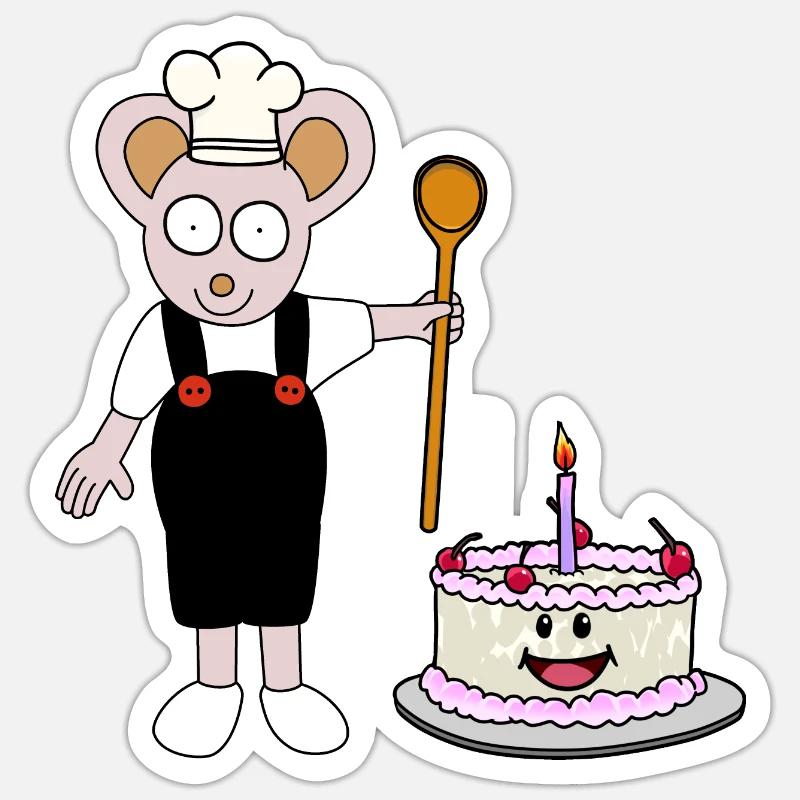 Maus Bäcker Konditor Torte Geburtstag Geschenkidee Sticker Größe S (10 x 10 cm)