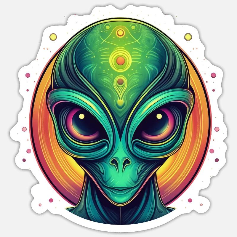 Extraterrestre Science Fiction Vert Alien Sticker taille S (10 x 10 cm)