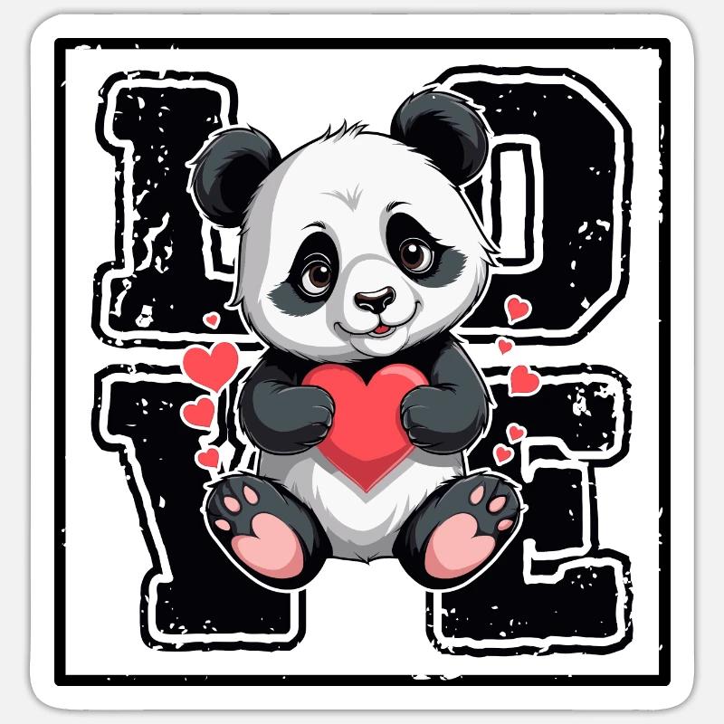 Panda Love - Sticker size S (10 x 10 cm) - white matte