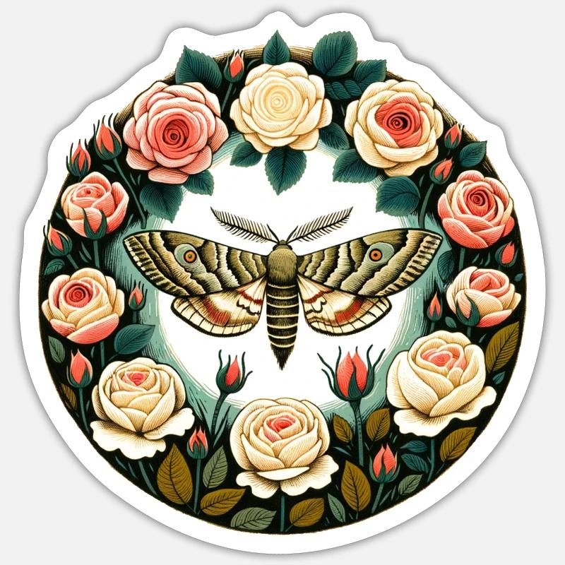 Rose Moth Sticker size S (10 x 10 cm)