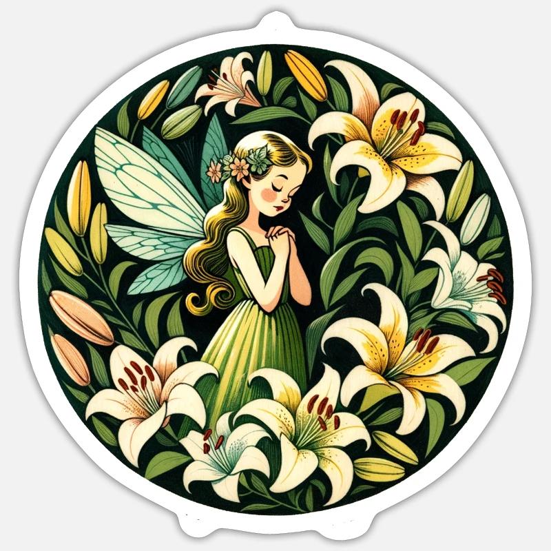 Fée des lys - Sticker taille S (10 x 10 cm) - blanc mat