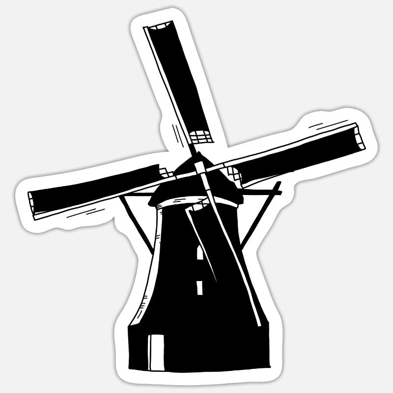 Windmühle schwarz Sticker Größe S (10 x 10 cm)