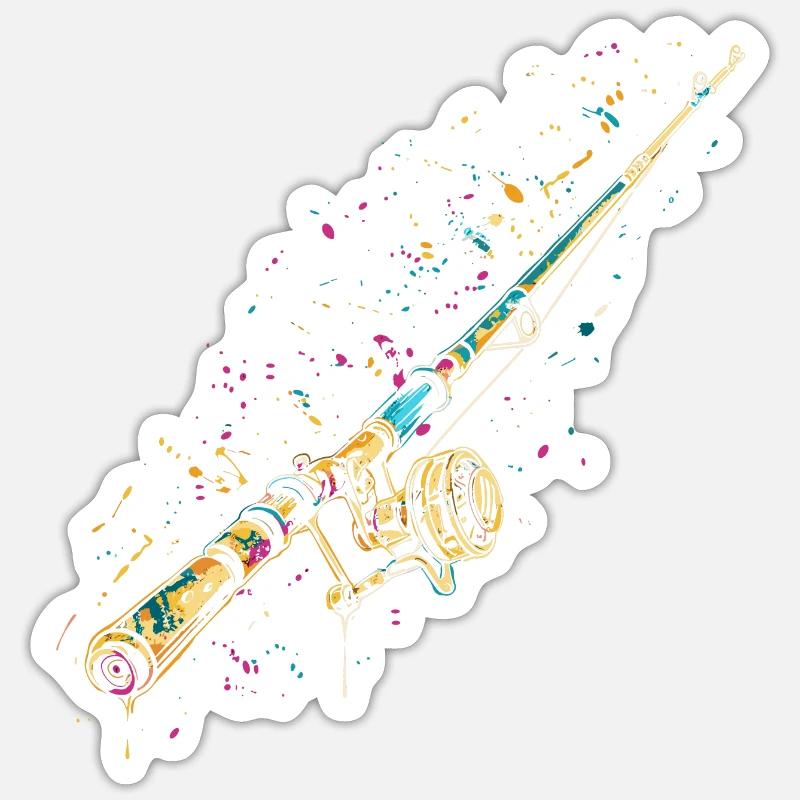 Graffiti de canne à pêche Sticker taille S (10 x 10 cm)