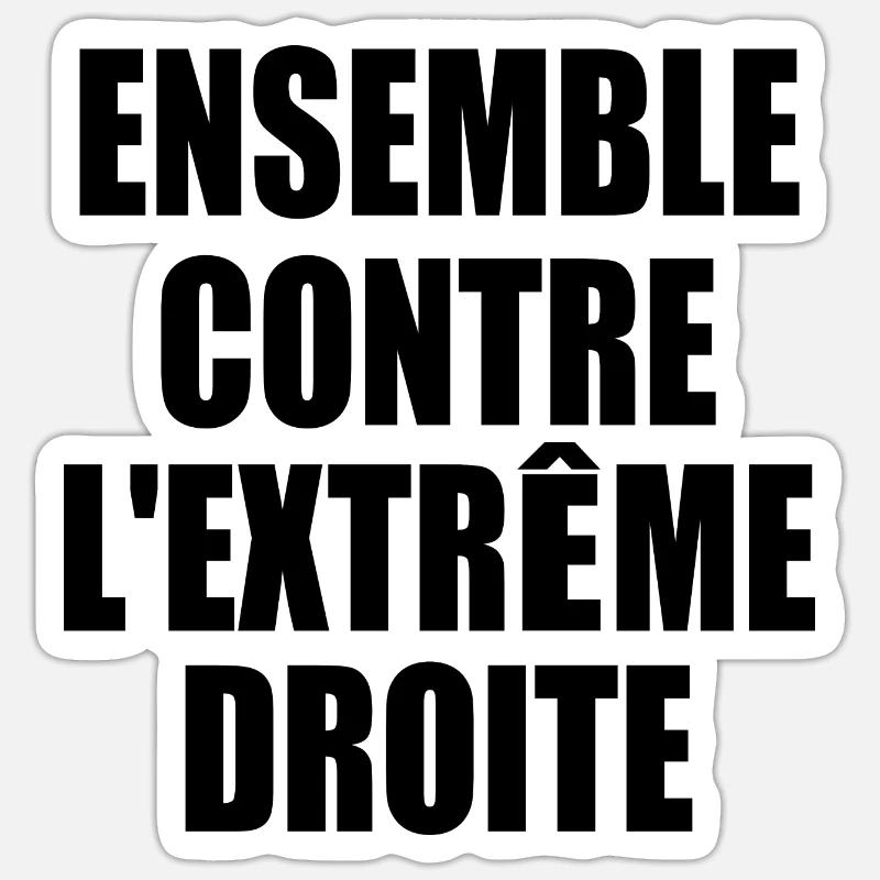 ensemble contre l'extreme droite - Sticker taille S (10 x 10 cm) - blanc mat