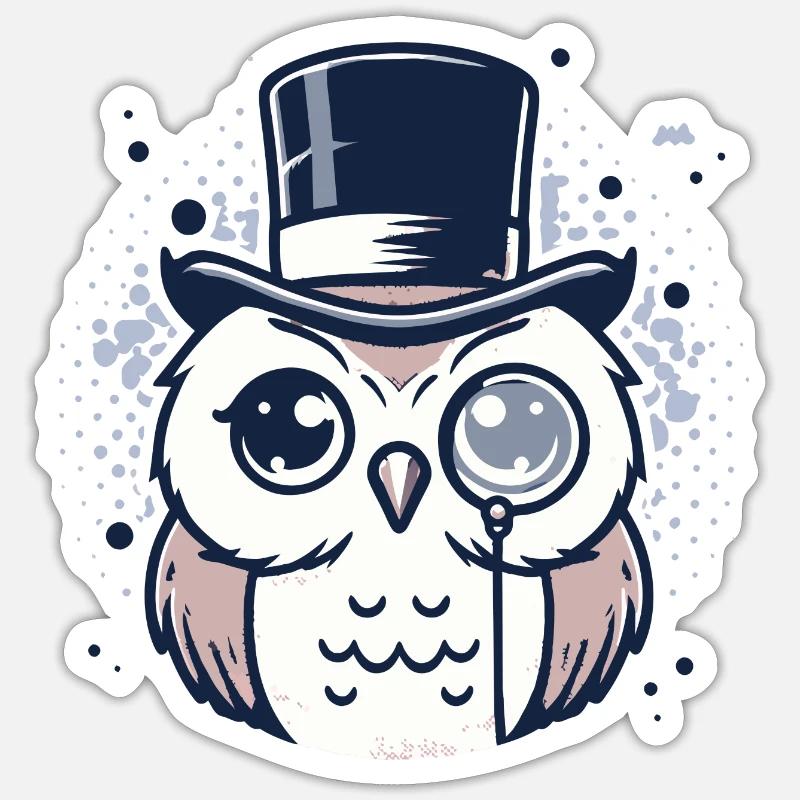 Eule - Sticker Größe S (10 x 10 cm) - Mattweiß