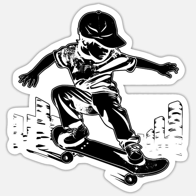 Skateboarding Junge Sticker Größe S (10 x 10 cm)