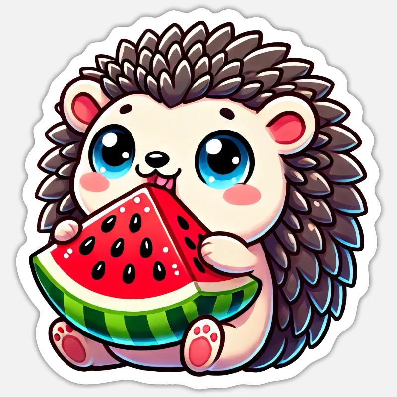 Igel mit Wassermelone Sommerfrucht Design Sticker Größe S (10 x 10 cm)