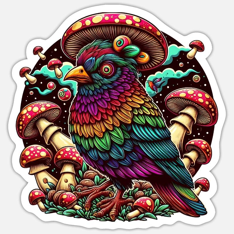 Psychedelische Eule Sticker Größe S (10 x 10 cm)