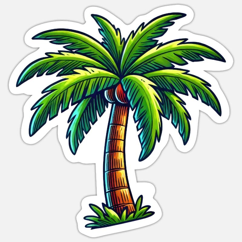 Coconut palm - Sticker size S (10 x 10 cm) - white matte