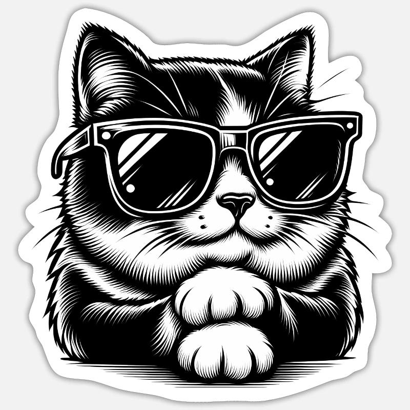 Süße Katze - Sticker Größe S (10 x 10 cm) - Mattweiß