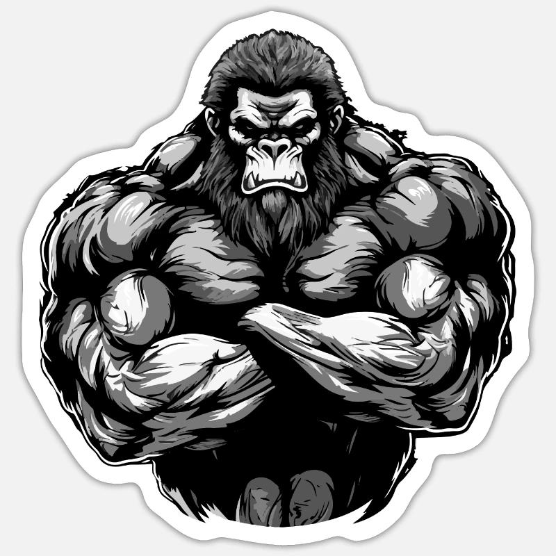 Gorilla Beast Muscles - Sticker size S (10 x 10 cm) - white matte