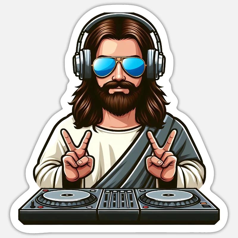 DJ Jesus - Sticker size S (10 x 10 cm) - white matte