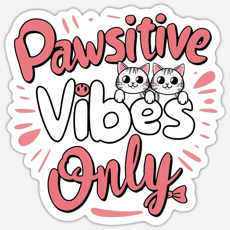 Pawsitive Vibes Only - Chat & Motivation - Sticker size S (10 x 10 cm) - white matte