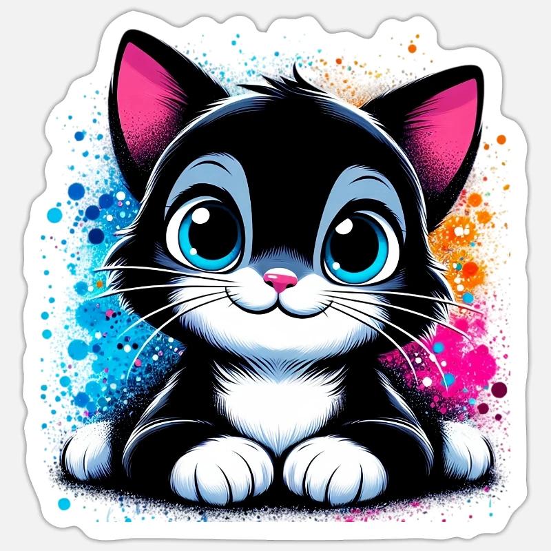 Chat - Sticker taille S (10 x 10 cm) - blanc mat