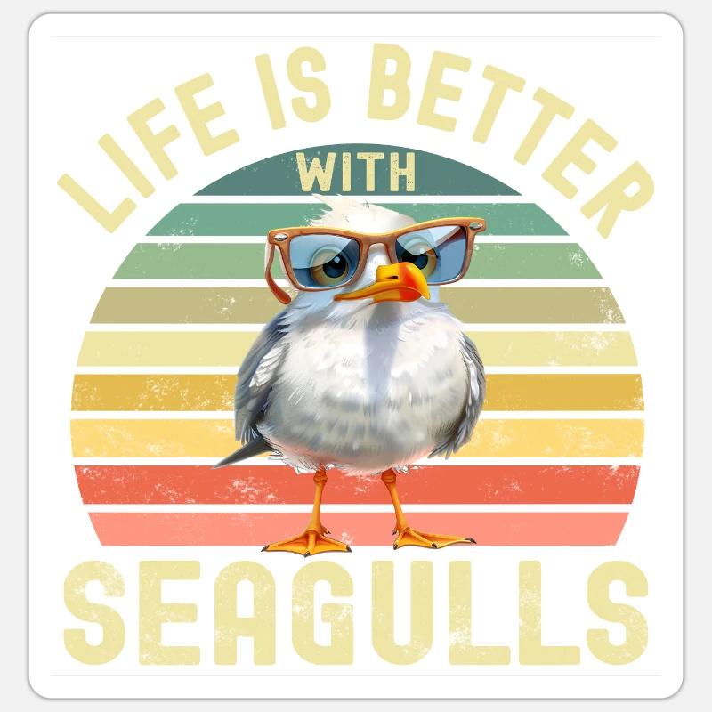 Mouettes - Sticker taille S (10 x 10 cm) - blanc mat
