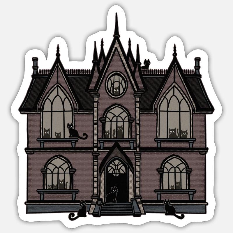 Manoir du chat - Sticker taille S (10 x 10 cm) - blanc mat
