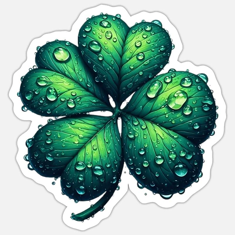 Trèfle à quatre feuilles - Sticker taille S (10 x 10 cm) - blanc mat