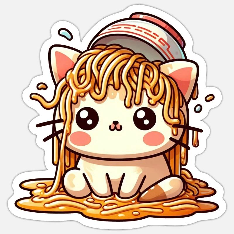 Ramen Cat-tastrophe! The Ramen Cat - Sticker size S (10 x 10 cm) - white matte