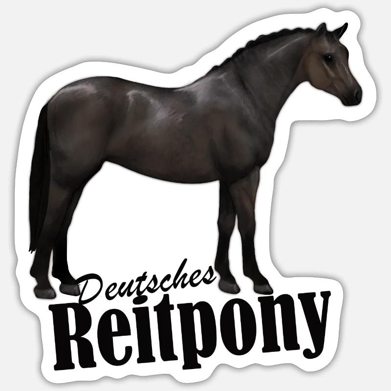 Deutsches Reitpony Rappe - Sticker Größe S (10 x 10 cm) - Mattweiß