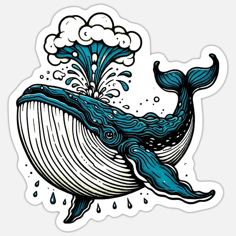 Wal - Sticker Größe S (10 x 10 cm) - Mattweiß