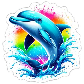Dauphin - Sticker taille S (10 x 10 cm) - blanc mat - Devant