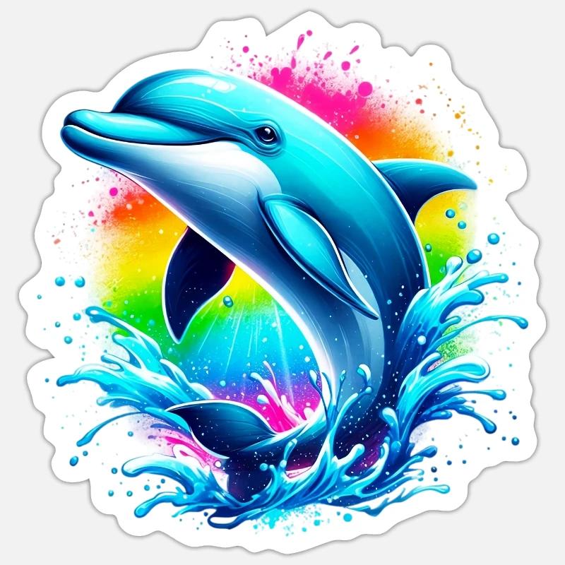 Delfin - Sticker Größe S (10 x 10 cm) - Mattweiß