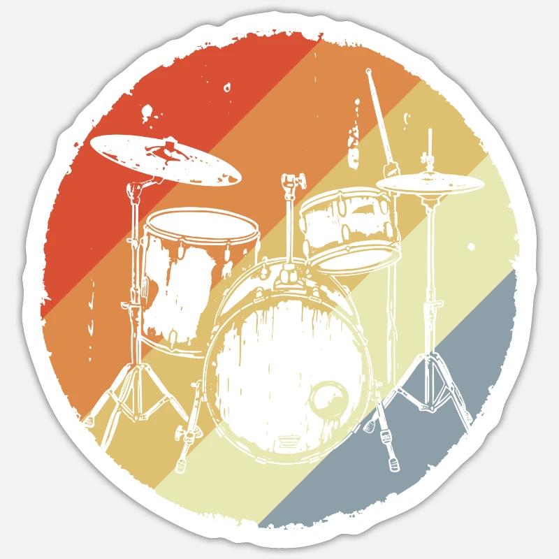 Drums Retro - Sticker size S (10 x 10 cm) - white matte
