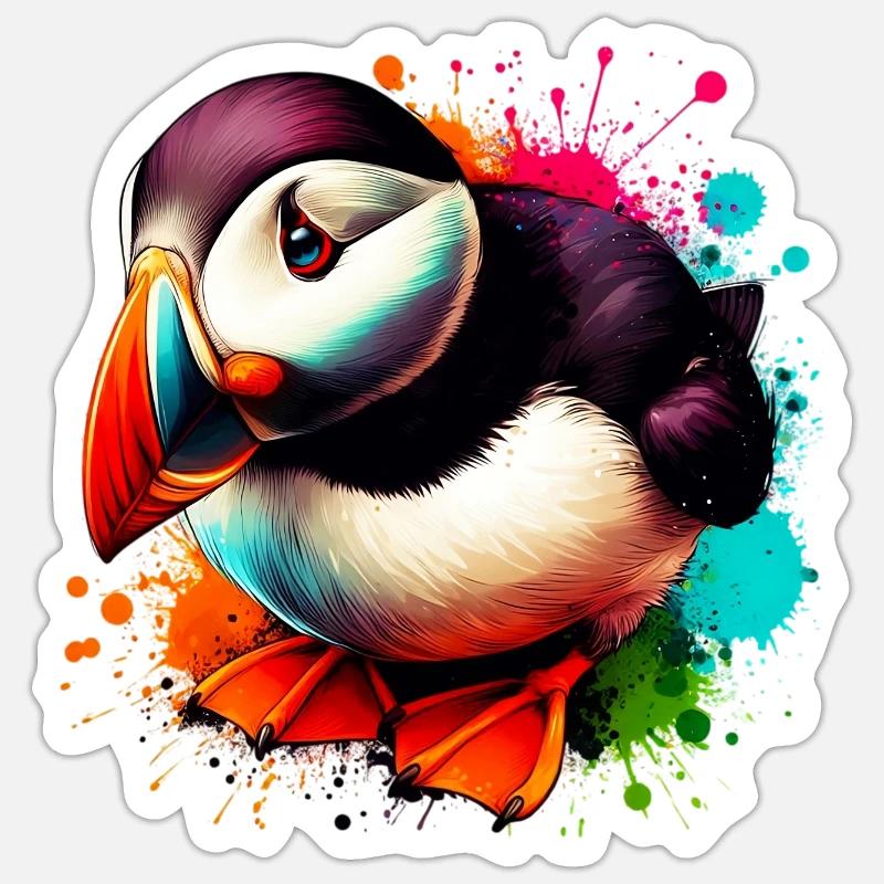 Macareux - Sticker taille S (10 x 10 cm) - blanc mat