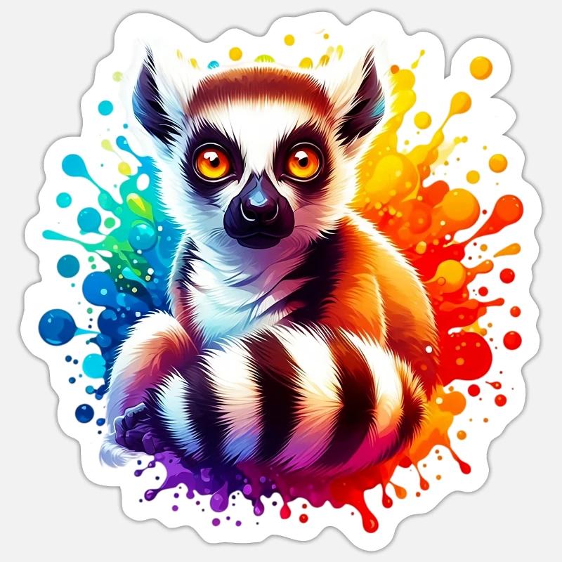 Lemur - Sticker Größe S (10 x 10 cm) - Mattweiß