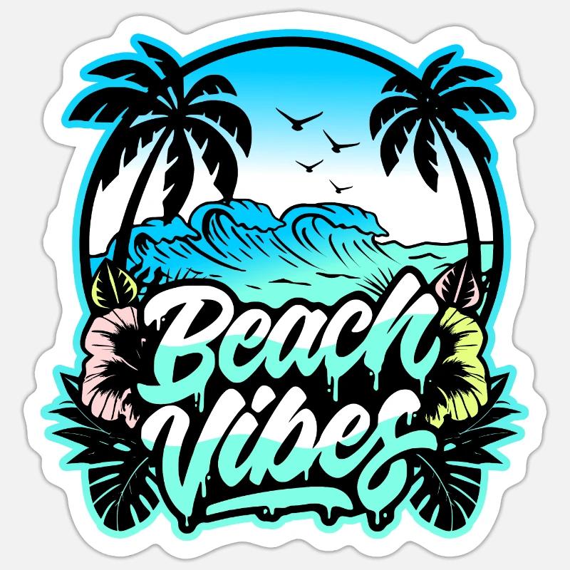Ambiance de plage 🌊 - Sticker taille S (10 x 10 cm) - blanc mat