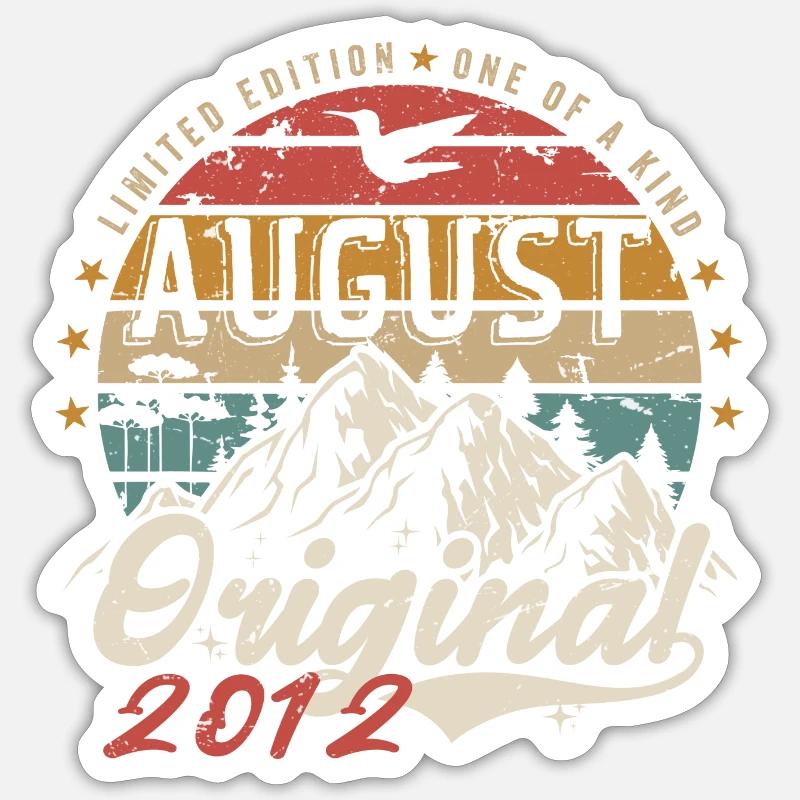 August 2012 - Made In August 2012 - Vintage 2012 Sticker size S (10 x 10 cm)