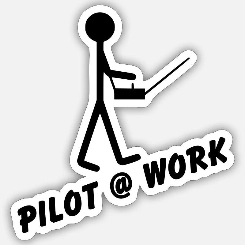 Pilote @ Travail - Sticker taille S (10 x 10 cm) - blanc mat