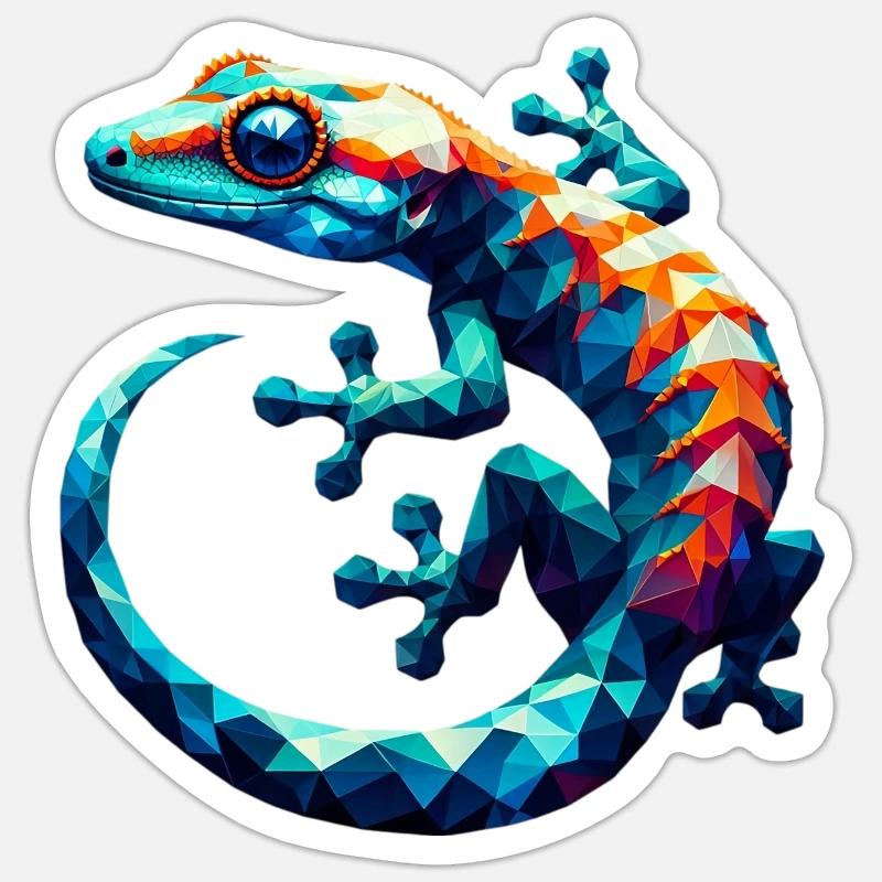 Polygonaler Gecko - Sticker Größe S (10 x 10 cm) - Mattweiß