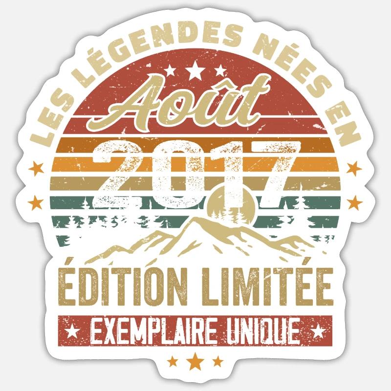 August 2017 Geburtstagsgeschenk August 2017 August Sticker Größe S (10 x 10 cm)