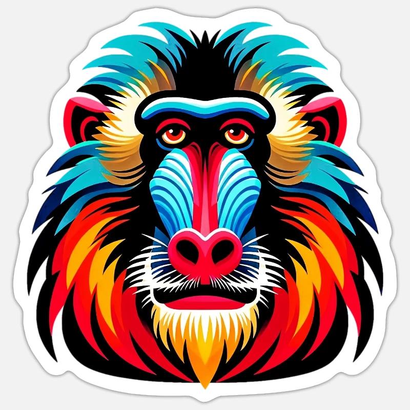 Mandrill monkey - Sticker size S (10 x 10 cm) - white matte