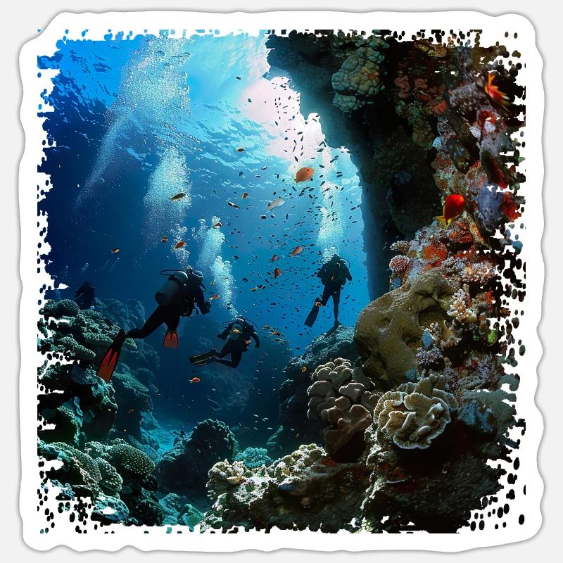 Explorez le monde sous-marin avec la plongée Sticker taille S (10 x 10 cm)