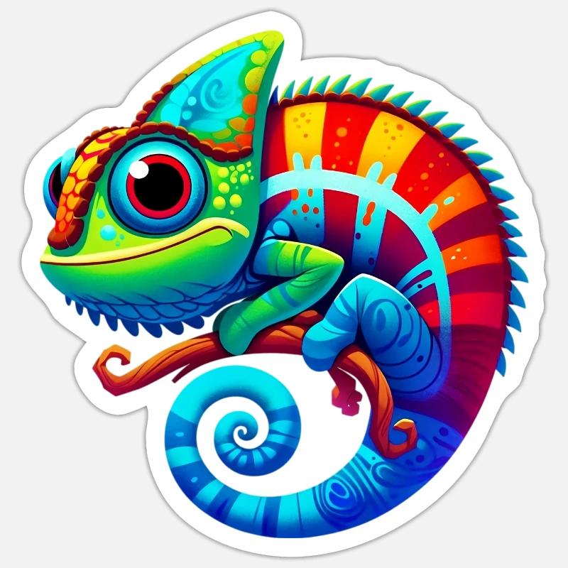Caméléon - Sticker taille S (10 x 10 cm) - blanc mat