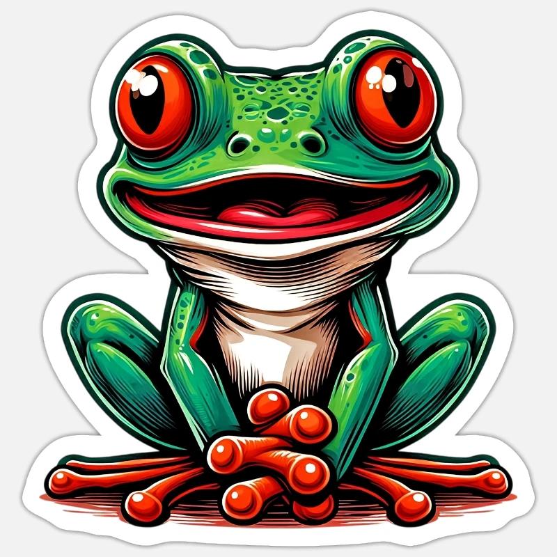 Frosch - Sticker Größe S (10 x 10 cm) - Mattweiß
