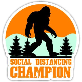 big foot social distancing - Sticker Größe S (10 x 10 cm) - Mattweiß - Vorne