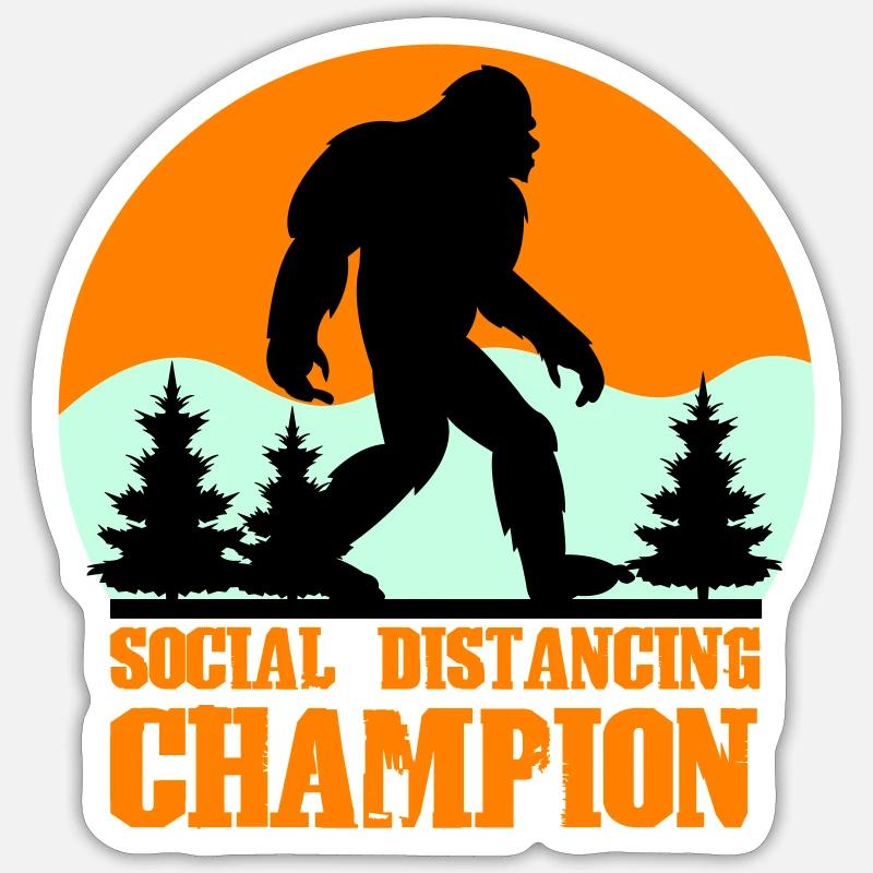 big foot social distancing - Sticker size S (10 x 10 cm) - white matte