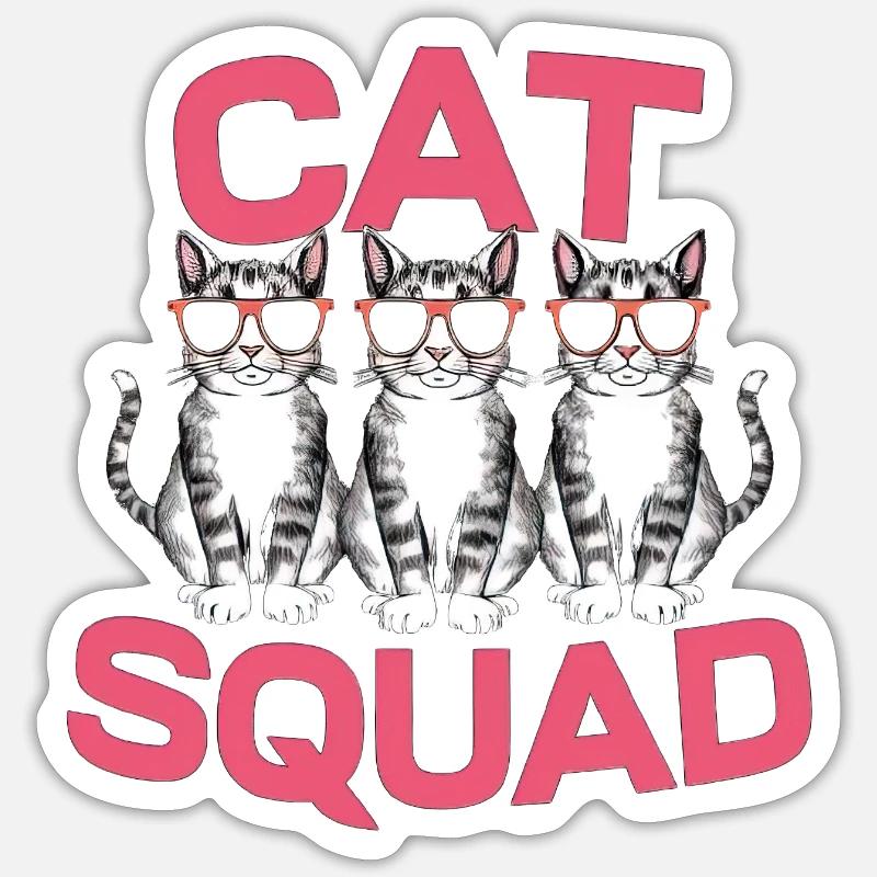 Escouade Cat - Sticker taille S (10 x 10 cm) - blanc mat